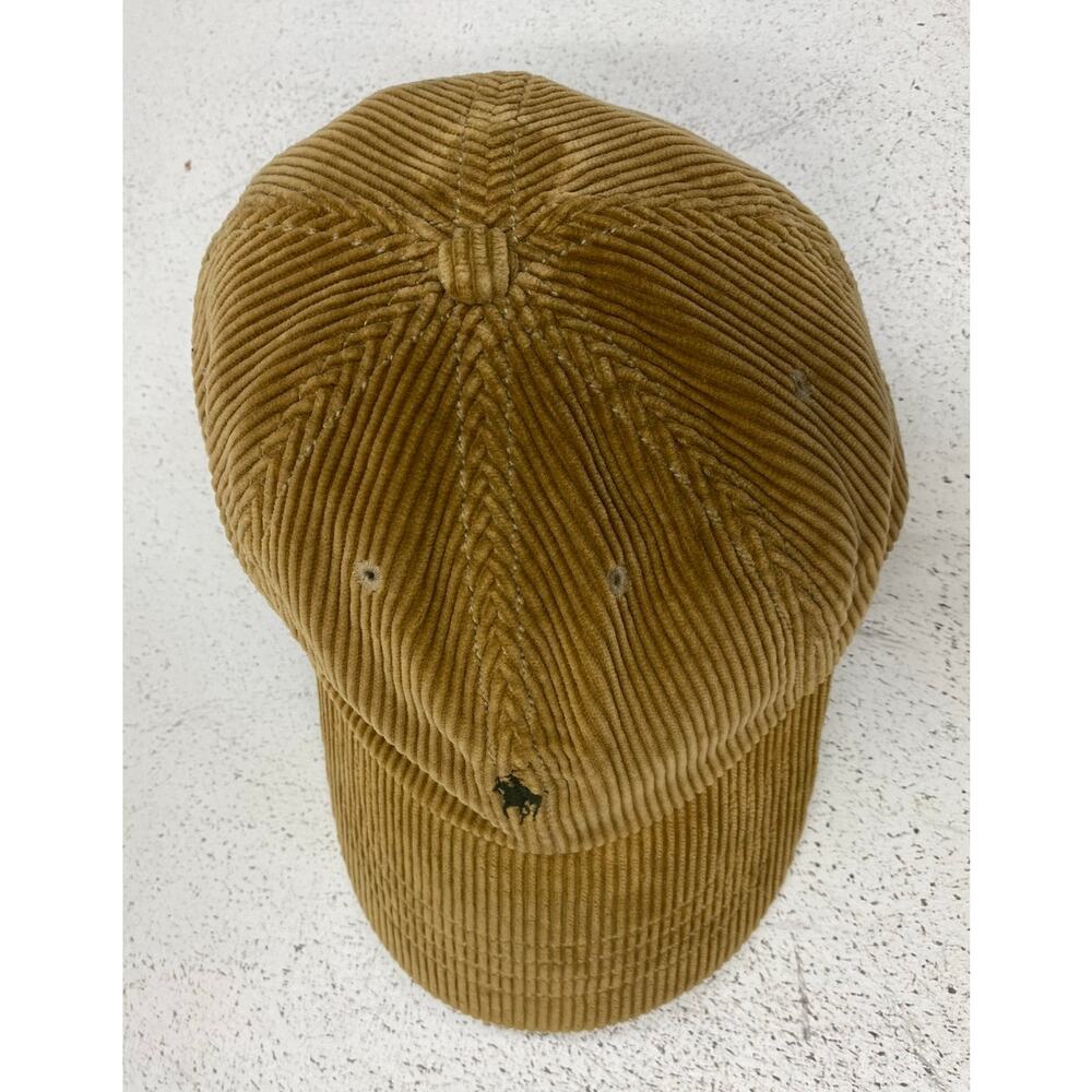 VTG 90s Men Polo Ralph Lauren corduroy leather strapback cotton dad hat - Picture 5 of 8